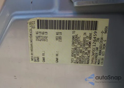 2012 Nissan Altima 2.5 S from USA, damaged, VIN 1N4AL2AP3CC126459